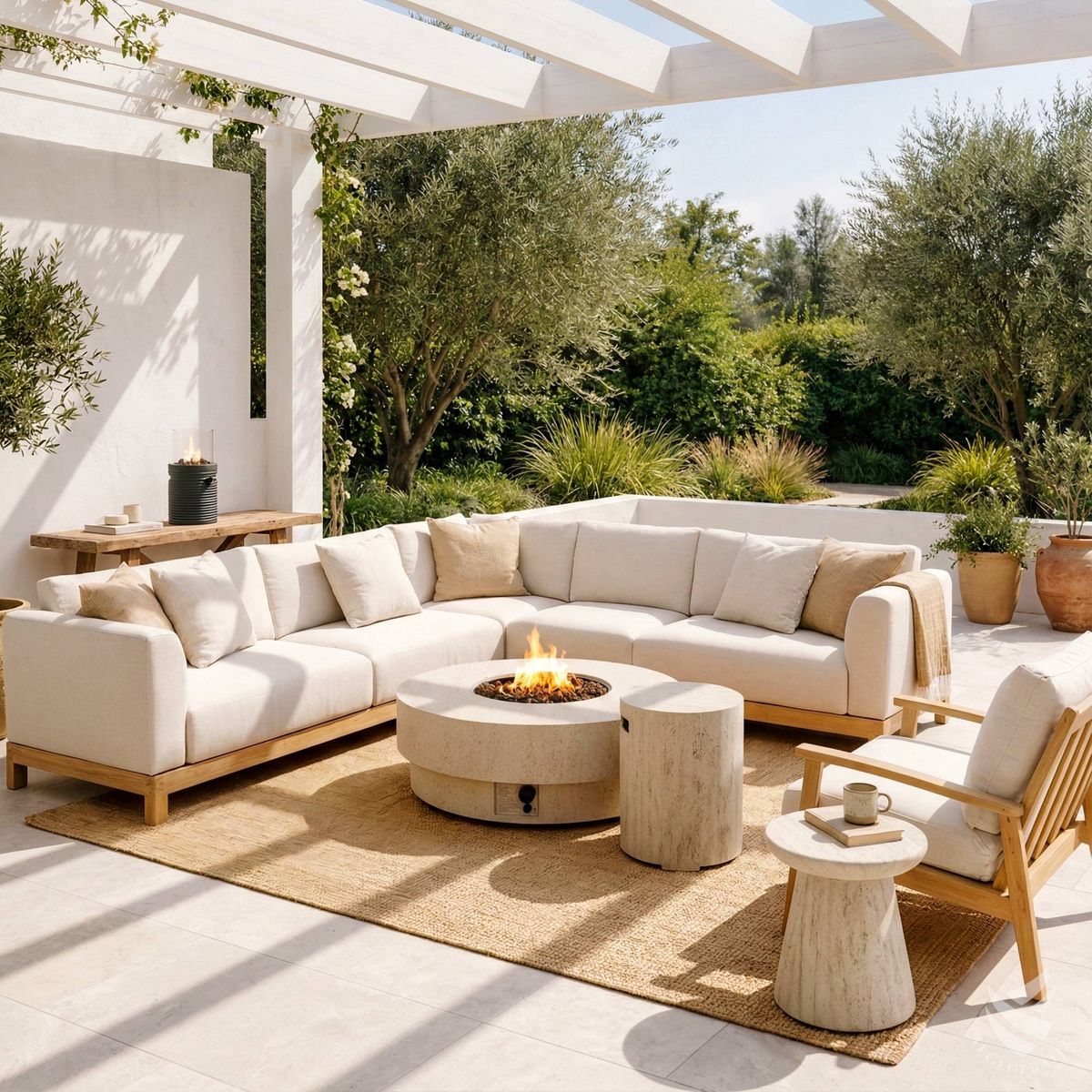 Enclosure Round travertine